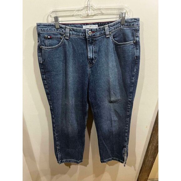 Tommy Hilfiger Jeans Womens Size 14 High Rise Straight Cropped Denim VTG Y2K - Picture 1 of 8